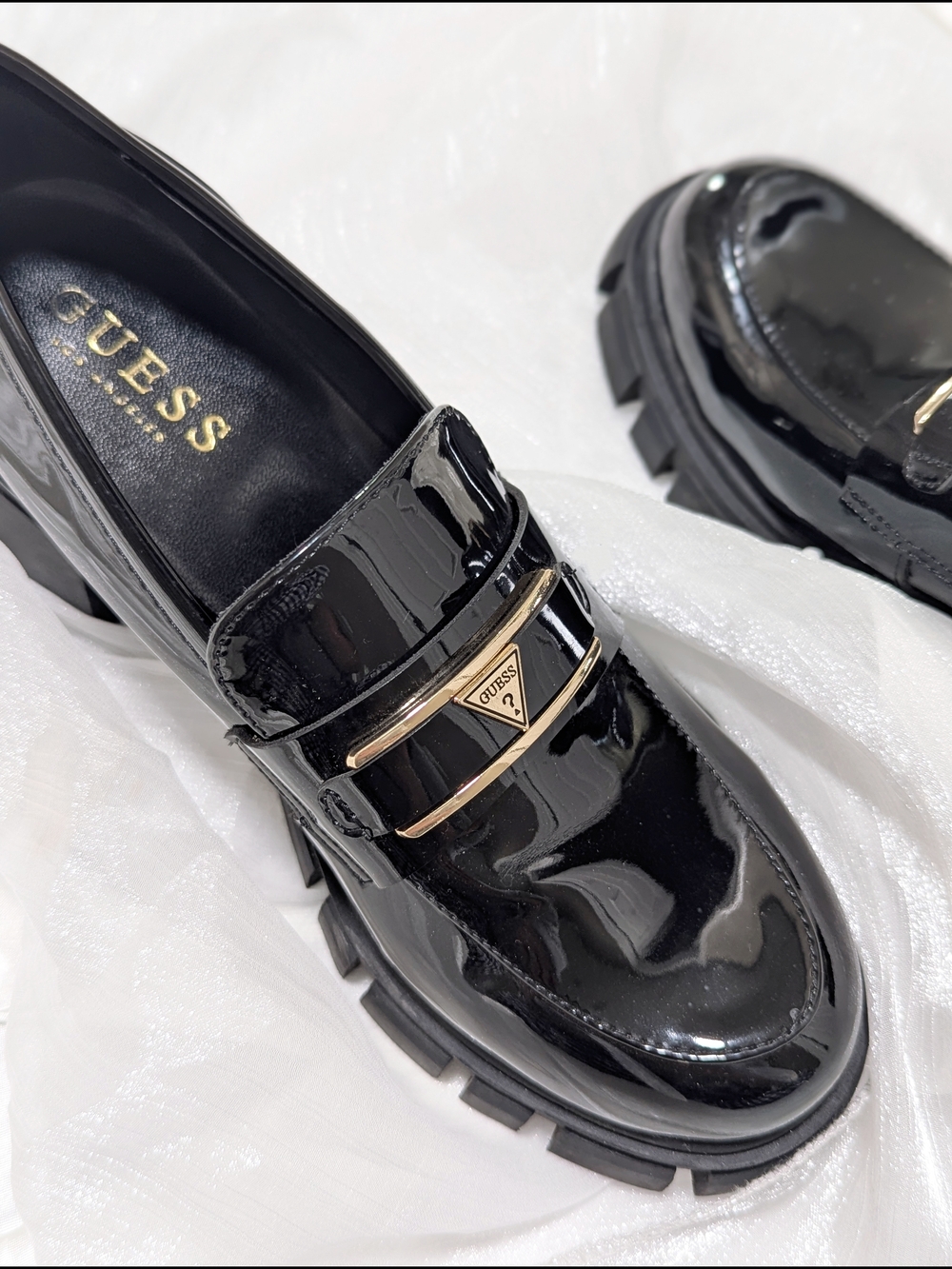 GUESS Black Patent Chunky Loafer